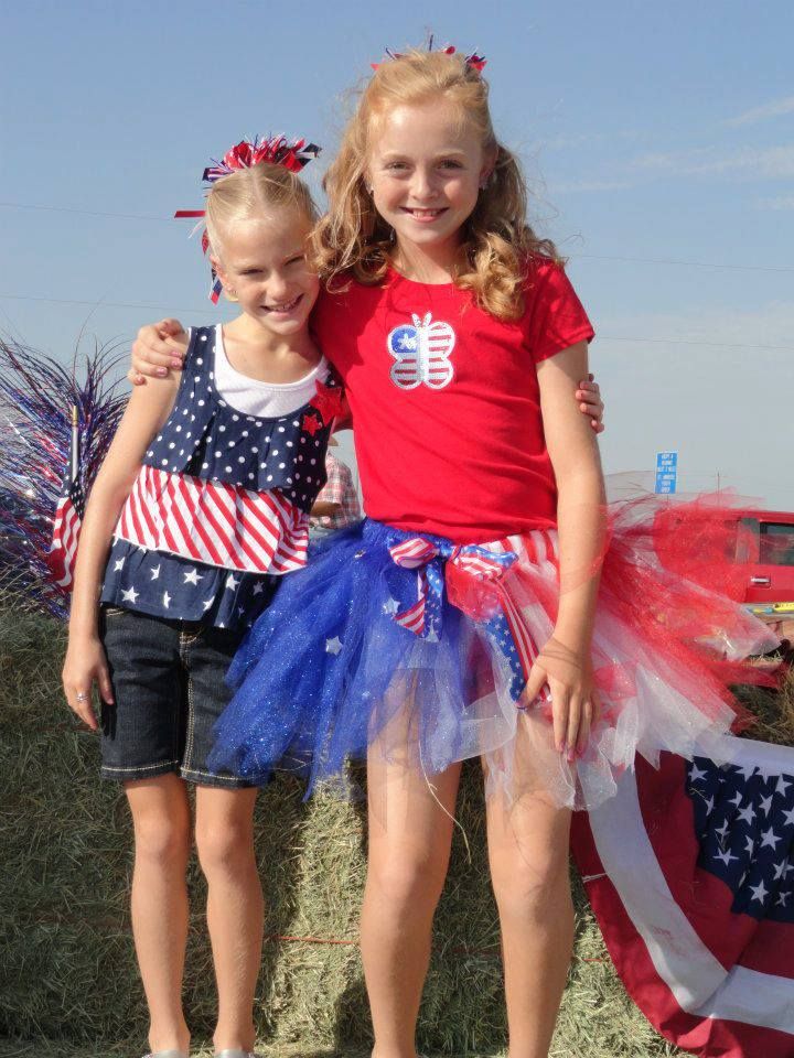Two girls in patriotic tutus