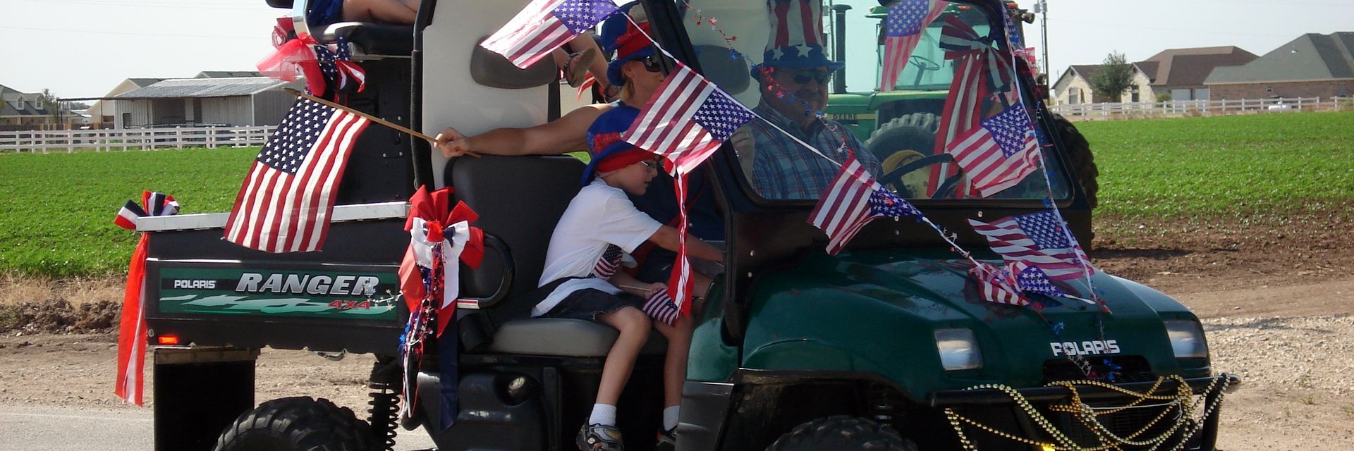 Golf cart decked out in flags