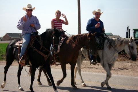 Three riders on horseback